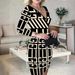 Slim Fit V Neck Evening Dress For Women Autumn Plaid Ruched Hip Hugging Sexy Casual Dress_ecoleips.com