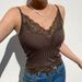 Aria Basics Aria Basics New European And American Style Lace Trim V-Neck Sexy Camisole For Women Vintage Ins Knitted Ribbed Patchwork Inner Vest_ecoleips.com