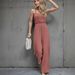 Women's Solid Color Cinched Waist Wide Leg Halter Jumpsuit – Casual Office Summer Romper_ecoleips.com