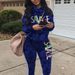 Women's Clothing Popular Hot Selling Printed Letter Pile Collar Personalized Casual Suit_ecoleips.com
