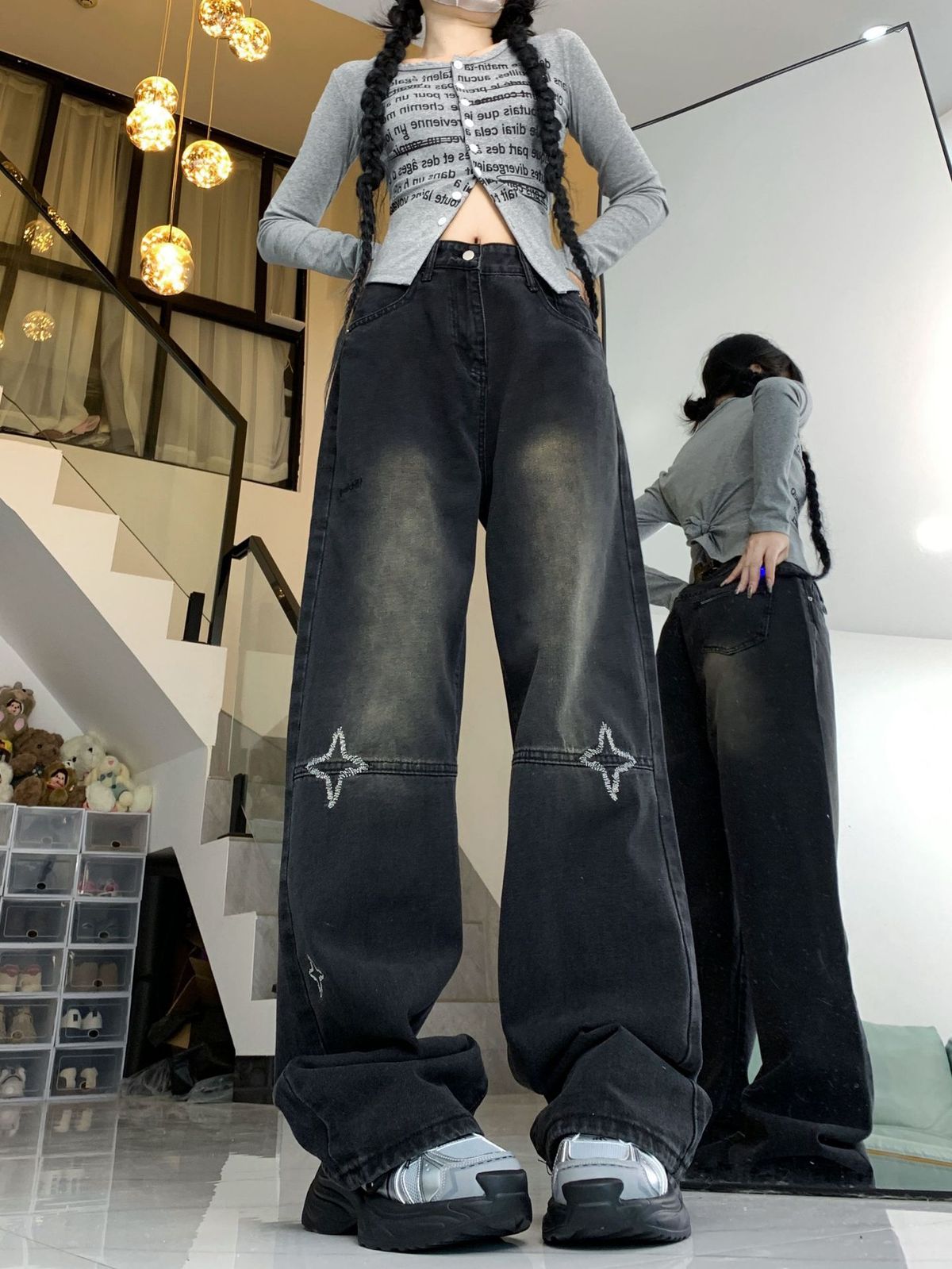 American-style Retro High-waisted Jeans For Women, Wide-leg Jeans, Slimming And Versatile_ecoleips.com