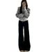 Women's Winter Flared Jeans - Warm Fleece-Lined Straight Leg Black Denim Pants For Everyday Comfort_ecoleips.com