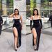 Summer Fashion High Slit Halter Neck Dress White Trim Hollow Out For Women_ecoleips.com