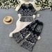 Women's Clothing Women's Green Floral Print Two Piece Set Elegant Slimming Wide Leg Pants V Neck Fashionable Commuter Suit Summer Style_ecoleips.com