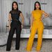 Elegant Lace Jumpsuit With Wide-Leg Design European Style Round-neck Short-sleeved Lace One-piece Pants For Women_ecoleips.com