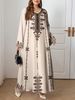 Plus-Size Women's Long-Sleeve Dress, Elegant Middle Eastern Robe Style, Ethnic Print, Loose & Comfortable, Elegant For Commute & Vacation_ecoleips.com