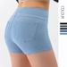 Women's Clothing High Waist Hip Lift Yoga Denim Shorts For Women High Elastic Slimming Abdomen Sports Wear Fitness Three Quarter Pants_ecoleips.com