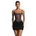 European American Style Women's Sexy Lace Slip Dress Slim Fit Bodycon Pleated Banquet High End Dress_ecoleips.com