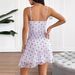 AD196 New Sexy Fashionable Strapless Waist-Cinching Printed Mesh Lace Backless Short Dress For Cross-Border_ecoleips.com