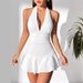 Sexy Halter Neck Mini Dress – Deep V-Cut Bustier With High Waist For Date Night & Parties Breathable & Stretchy_ecoleips.com