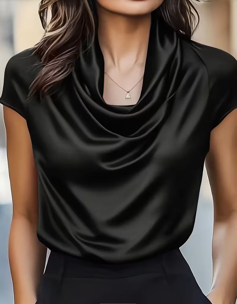 Women's Casual Draped Short Sleeve Top Versatile_ecoleips.com