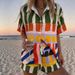 Summer Vacation Style Women's Clothing Set Printed Collared Short Sleeve Shirt And Shorts_ecoleips.com