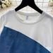 Women's Clothing Retro Design, Versatile Contrast Color Short Sleeved T Shirt Top, High Waist Casual Jeans_ecoleips.com