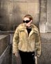 Faux Fur Jacket – Oversized Cropped Coat With Gradient Color (XS/S/M/L)_ecoleips.com
