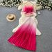 Women's Gradient Pleated Slim Fit Two Piece Set Waist Cinching Cardigan And Skirt Inspired Suit For Summer Commuting_ecoleips.com