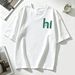 Women’s Oversized T-Shirt Cute Hi Letter Graphic Casual Loose Short Sleeve Streetwear Top_ecoleips.com