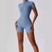 Women's Clothing Summer Zipper Short Sleeved Yoga Jumpsuit For Women Dance Fitness Tight Nylon Sports Jumpsuit_ecoleips.com