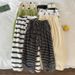 Women's Striped Flannel Pajamas Pants Autumn Plus Velvet Warm Sleep Bottoms Casual Loose Loungewear For Women Trousers_ecoleips.com