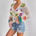 Women's Clothing Retro Ethnic Style Hook Flower Rainbow Long Sleeved Cardigan Hand Knitted Sweater Hollow Knitted Top_ecoleips.com