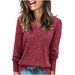 Women's Brushed Striped V-Neck Long Sleeve T-Shirt – Soft & Stretchy Knit Top With 3D Pattern (15 Trendy Colors, Relaxed Fit, Spring Essential)_ecoleips.com