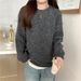 girl Soft Cozy Round Neck Pullover Sweater Women, Autumn And Winter New Lazy Style, Loose Fit, Solid Color, Long Sleeve_ecoleips.com