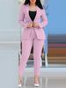 Women's Clothing Solid Color Slim Fit Casual Fashion Waist Double Breasted Two Piece Suit_ecoleips.com
