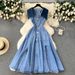 Women's Clothing Design Sense Large Lapel Sleeveless Vest Dress For Women, Hollow Waist Exposed Slim Long Retro Denim Dress For Women_ecoleips.com