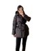 Women's Slim Fit Winter Down Jacket With Waist Belt, Short Puffer Coat, 90% White Duck Down, Elegant & Stylish, 3D Pattern Design_ecoleips.com
