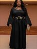 Women's Clothing Plus Size Clothes Inspired Elegant Tassel Dress – V-Neck Bell Sleeve Maxi Dress With Pleats, Matcha/White/Fuchsia/Pink/Black/Orange_ecoleips.com