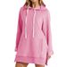 Women's Clothing Solid Color Autumn/Winter Hooded Pocket Slit Fleece Lined Long Women's Sweatshirt_ecoleips.com