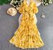 French Style Bell Sleeve V Neck Printed Long Dress for Women Elegant Sophisticated Summer Dress_ecoleips.com
