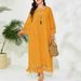 Cross-border Exclusive Plus-size Tassel Dress For Women, Middle Eastern Muslim Loose-fitting Orange Long Dress,_ecoleips.com