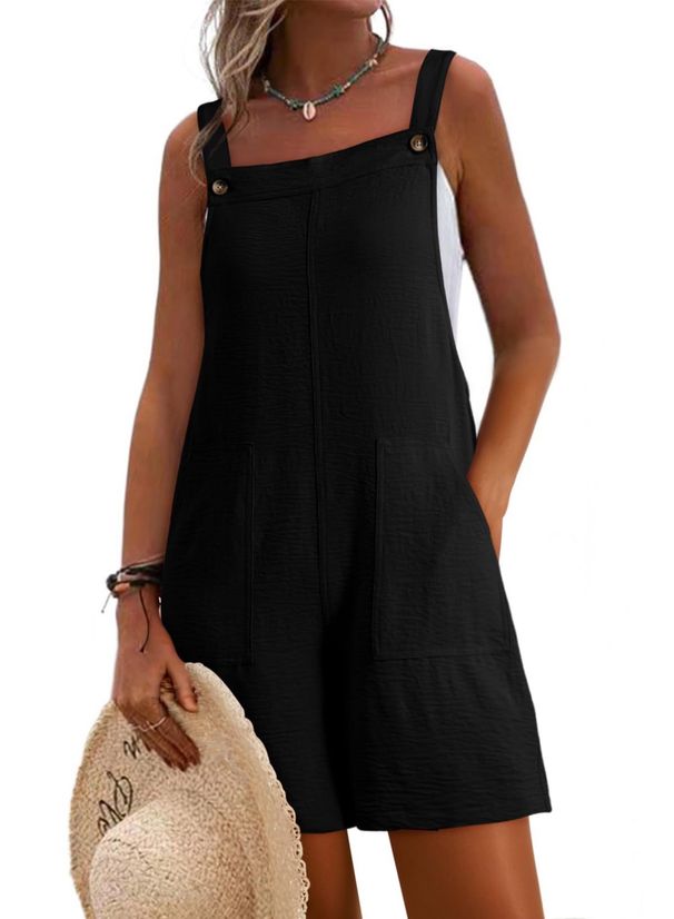 K Fashionable And Casual Solid Color Shoulder Strap, Wide Leg Short Style, Versatile And Loose Fit For Women_ecoleips.com