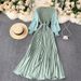 Women's Clothing Elegant Slimming Pleated Waist French Dress Long Skirt Cross Border Design For Mature Women New Spring Style_ecoleips.com