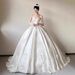 Vintage Lace Wedding Dress – Slimming A-Line Satin Gown With Long Sleeves & Train, Princess Sleeves & Corset Back (XS-XXL)_ecoleips.com