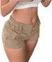 2025s Solid Color Cargo Denim Shorts For Women_ecoleips.com