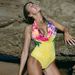 Bright Yellow Printed One Piece Swimsuit Set For Women Wrap Skirt One Size Fits All_ecoleips.com