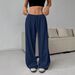 Women's Solid Color Wide Leg Casual Pants Elastic Waist Tie Trousers Independent Station European And American Style Clothing_ecoleips.com