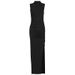 Women Fashion Sexy Round Neck Slim Fit Sleeveless Slit Hem Dress Casual Party Evening Bodycon Dress_ecoleips.com