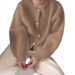 Women's Faux Mink Knit Cardigan – Oversized Soft Winter Coatigan, Lightweight Polyester Blend, Minimalist Round Neck Open Front, Pastel Color Palette_ecoleips.com