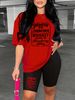 Summer Women's Casual Fashion Letter Printed Loose T-shirt Shorts Two-piece Set Summer Sportswear Suitable For Daily Wear-178_ecoleips.com