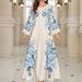 Women's Long Robe Fashion Print Beaded Rhinestone Dress, Elegant Evening Gown, Stylish Long Skirt, Perfect For Special Occasions_ecoleips.com
