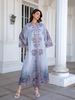 Middle Eastern Muslim Women's Embroidered Long Robe Dress, Printed Rhinestone Abaya, Elegant Floral Design, Perfect For Casual Wear_ecoleips.com