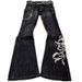 Printed Denim Jeans For Men, European And American Heavy-duty Women's Dark Style New Bell-bottom Pants, Cross-border_ecoleips.com