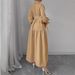 Cross-border European And American Women's Fashion New Stylish Lace-up Long-sleeve Puff-sleeve Dress_ecoleips.com