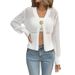 Women's French Lace Knit Cardigan – Oversized V-Neck Open Front Sweater, Boho Chic & Breathable For Spring/Summer_ecoleips.com