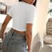 Voya Women's Pure Desire Style Hollow Out Half High Neck Short Cut Slim Fit T-shirt Summer Sexy Spicy Girl Short Sleeved Top_ecoleips.com