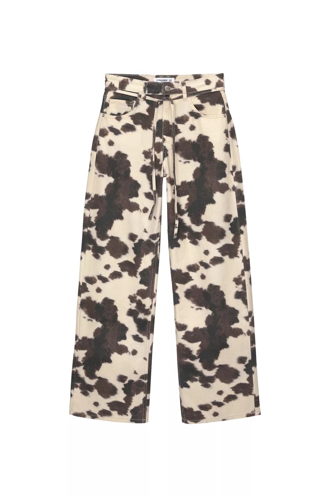 European American Cross-border Cow-print Washed Jeans For Men And Women, Distressed Vintage Loose Straight-leg Pants_ecoleips.com