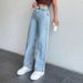 Women's plus Size Straight Leg Jeans Trendy Wide Leg Floor Length Loose Trousers New Style Casual Denim_ecoleips.com