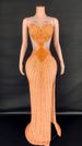 Women's Clothing Luxury Temperament Celebrity Sling Super Shiny Diamond Waist Tight Sleeveless Long Skirt Party Performance Dress_ecoleips.com
